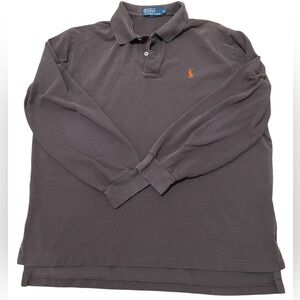 Polo Ralph Lauren Men’s Long Sleeve Rugby Polo Shirt Brown XL Orange Pony Logo